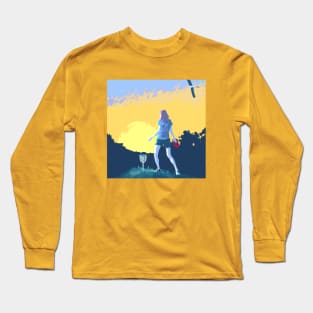 Woman Making Par in Disc Golf Long Sleeve T-Shirt